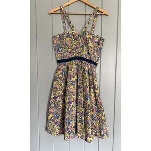 Anthropologie Viola Parade V-strap Dress 10 Pixel Pastel Pink Purple Sleeveless